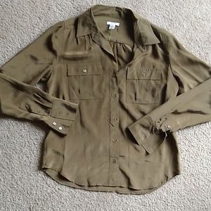 J Crew dark Gold silk button down size 4